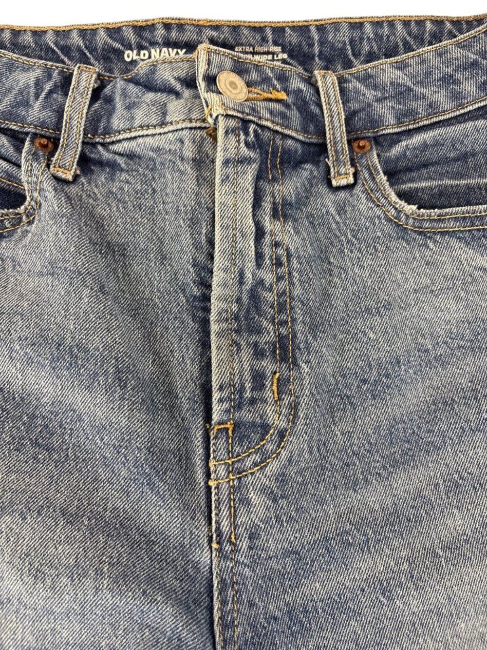 Old Navy Extra High-Rise Sky-Hi Wide Leg Baggy Jeans Medium Wash Denim Size 6 - Picture 2 of 16